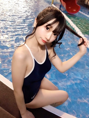 Beautiful girl cosplayers swimming suit School swimsuit078