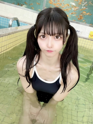 Beautiful girl cosplayers swimming suit School swimsuit096